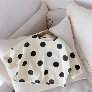 

2020 children's clothing autumn new products girls Korean version of polka dot loose long-sleeved sweater
