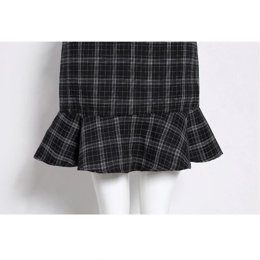 Винтажная клетчатая юбка VD1238, Женская хлопковая черная короткая мини-юбка с оборками,, сексуальные летние юбки