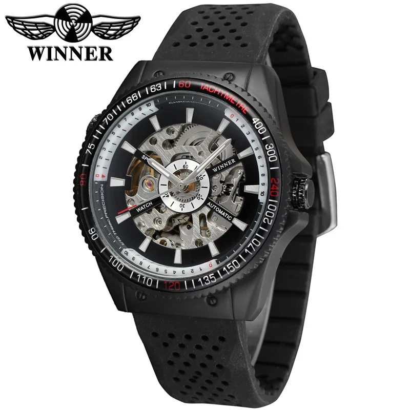 

Hot Sales-Winner Analog Watch Men Sports Casual Rubber Large Dial Fully Automatic Analog Watch