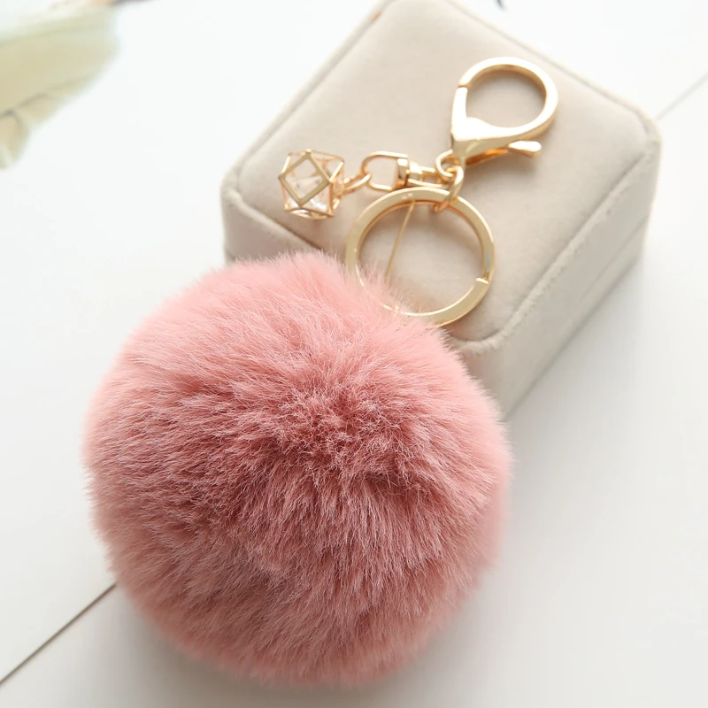 Key-Chain Jewelry Trinket Pompons Rabbit-Fur-Ball Fluffy EH343 23-Colors Car-Bag Artificial