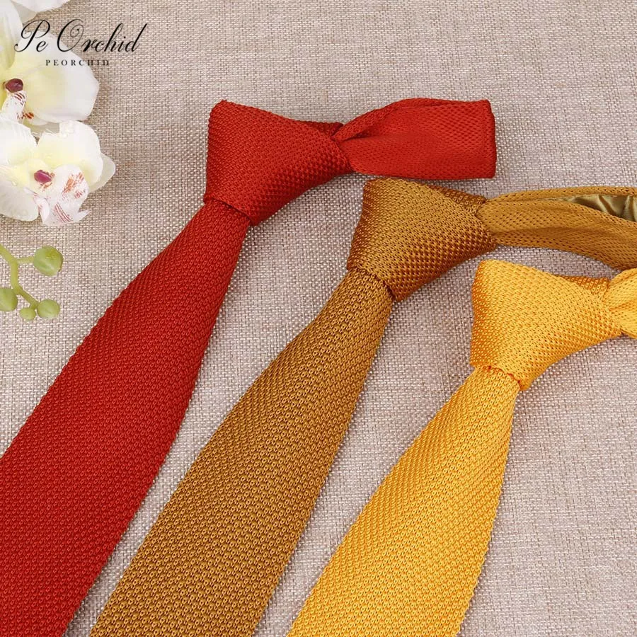 PEORCHID обтягивающие черные Вязанные Галстуки Gravatas Para Ho мужские тонкие галстуки
