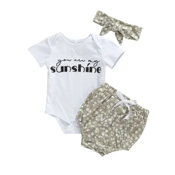 

Newborn Baby Girl Clothes Infant Short Sleeve Bodysuit Babygrow Top + Floral Shorts Summer 2020 New Outfits for Kids