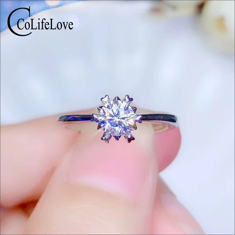 Ювелирные изделия colife 925 Серебряный муассанит обручальное кольцо 0.5ct D цветной Муассанит серебряное кольцо Стерлинговое Серебро Муассанит ювелирные изделия