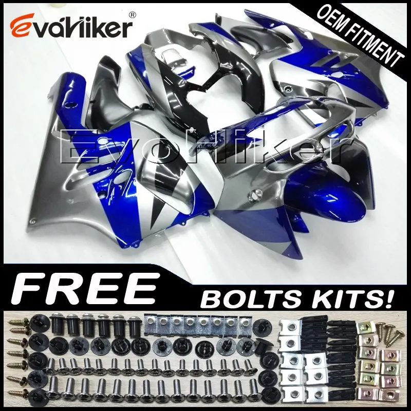 A Custom motorcycle plastic cover for ZX-9R 1994-1997 ABS motor panels silver blue+gifts - Цвет: A