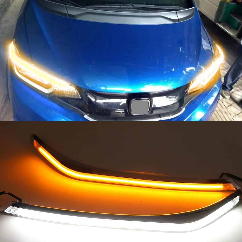 1 пара для Honda Fit Jazz 2015 2016 2017 2018 светодиодные дневные ходовые огни светильник
