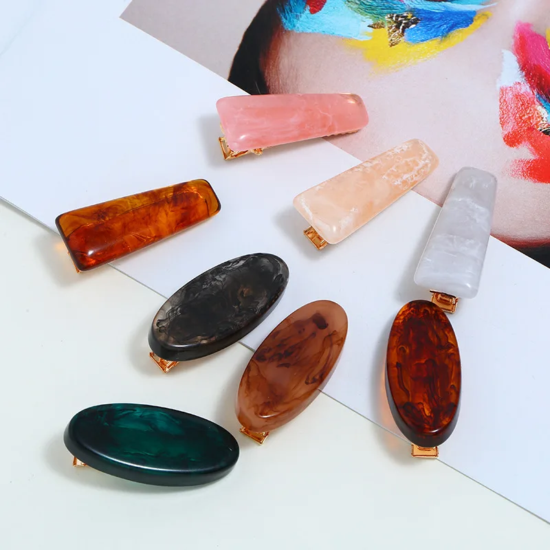 

New Women Girls Cute Fantasy Acetate Small Rectangle Hairpin Headwear Hair Clip Barrette Headband Fashion Hair Accessories