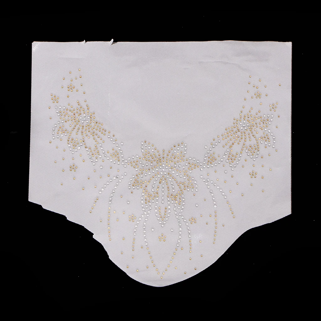 Floral Crystal Rhinestone Hotfix Transfer Iron On Heat Press Motif Appliques Collar Trim DIY