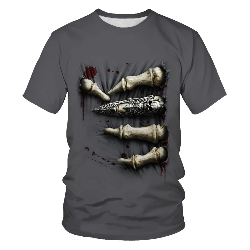 

2021 new 3D printing effect men's t-shirt horror skull short-sleeved 3D round neck horror skull shirt male/female t-shirt