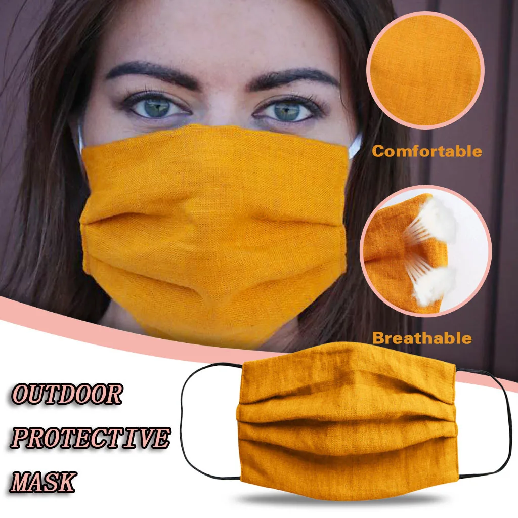 Mascarilla reutilizable de lino Natural para adultos, máscara protectora lavable, transpirable