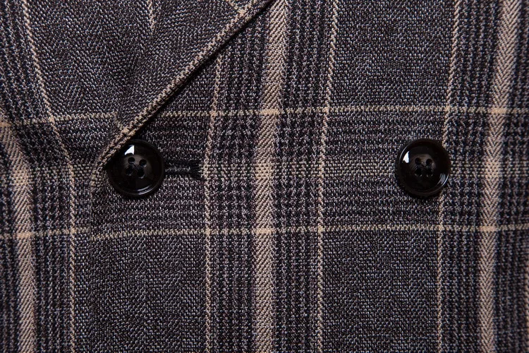 Dunhuang Spring New Style Men Business Casual Plaid Suit Waistcoat 9610