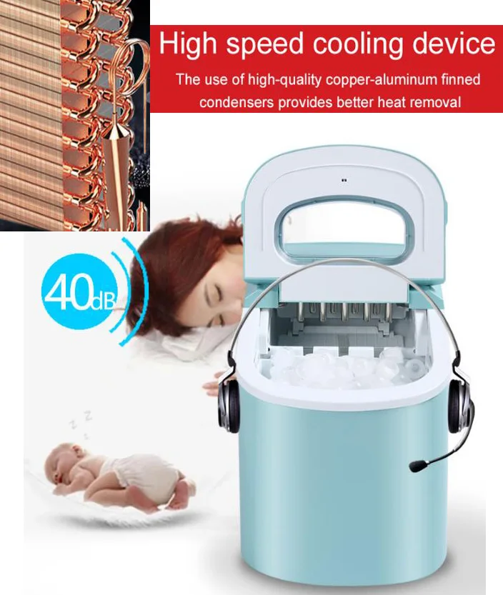 Mini Automatic Electric Ice Maker Portable Bullet Round Block Ice Cube Making Machine Small Bar Coffee Shop 15kgs/24H