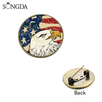 

Vintage USA US Flag Eagle Brooches United States America Eagle Sign Badge Men Womens Shirt Denim Backpack Pins Souvenirs