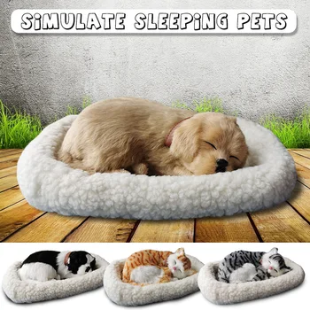 

Simulation Breathing Cat Animal Lovely Plush Sleeping Cat Dog Plush Toy Doll Decor Crafts Home Car Ornaments Gift Photo Props