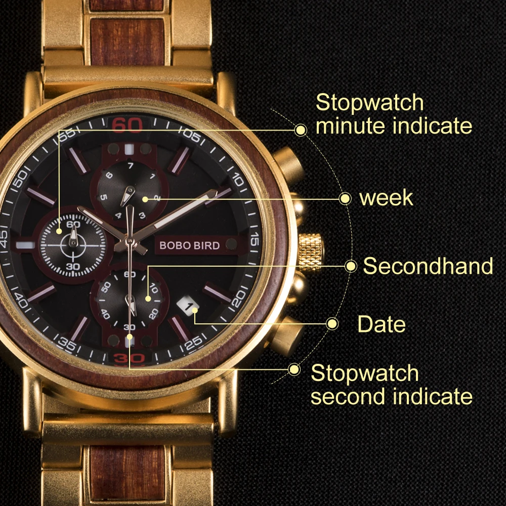 Reloj hombre BOBO BIRD деревянные часы для мужчин лучший бренд класса люкс СТИЛЬНЫЙ Хронограф военные часы Рождественский подарок для Него Прямая поставка
