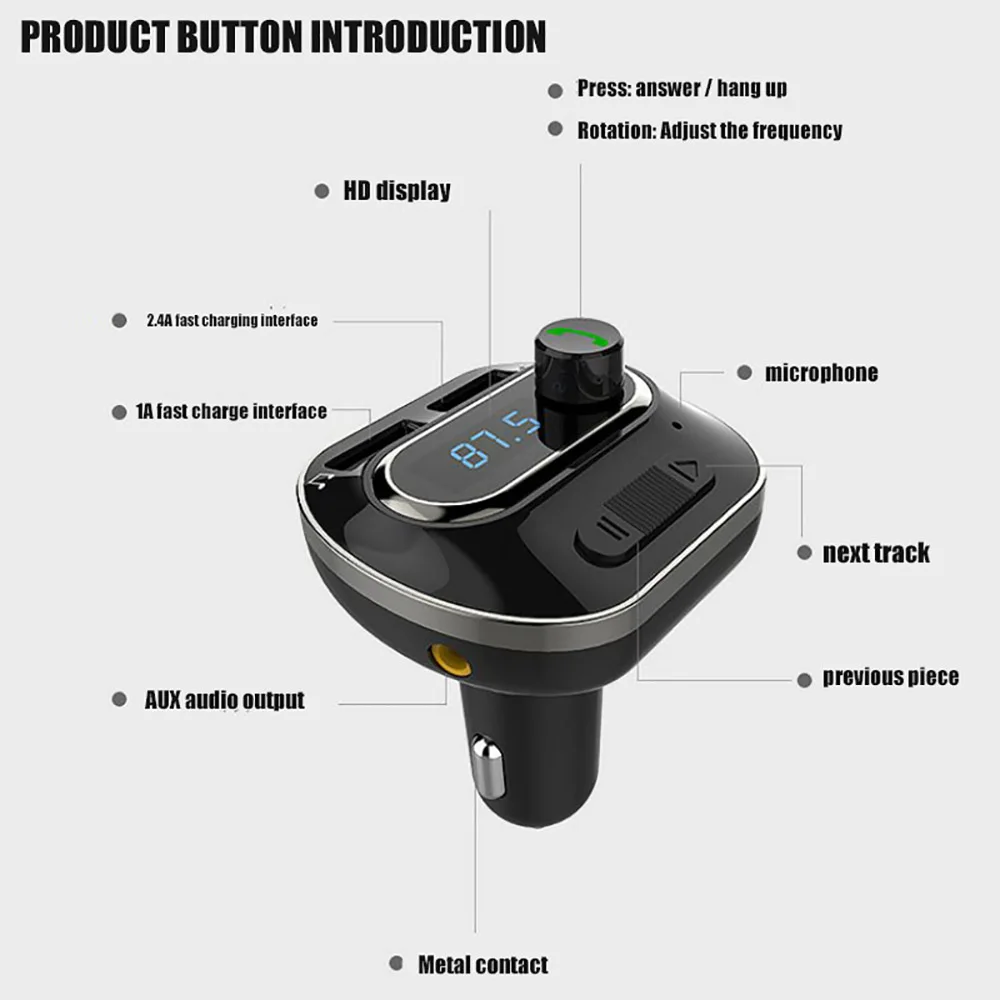 Bluetooth fm-передатчик беспроводной радио адаптер музыкальный плеер Автомобильный комплект макс 32 Гб с двумя usb зарядными портами 5 В/3,1 А