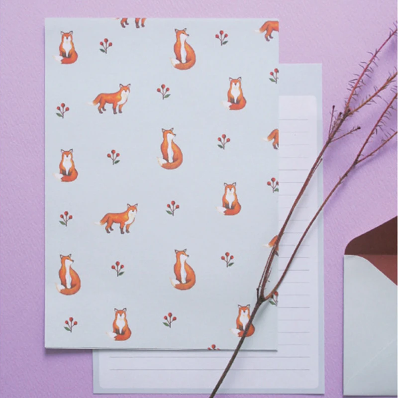 1 Juego de sobres de papel con diseño de animales, artículos de papelería Kawaii, carta de escritura, suministro Oficina Colegio, sobres de invitación