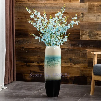 

Retro Ceramics Floor-standing Vase Large Handmade Living Room Decoration Furnishing Flower Arrangement Modern Chinese Decoration