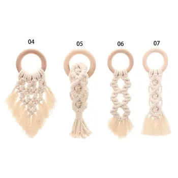 

Organic Macrame Teether Boho Teething Ring Baby Sensory Toy Natural Cotton Teething Toy Gender Neutral Baby Toy