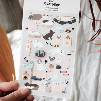 

cute cat cartoon scrapbooking sticker DIY hobby die cutting stickers paper adhesive sticker sheet