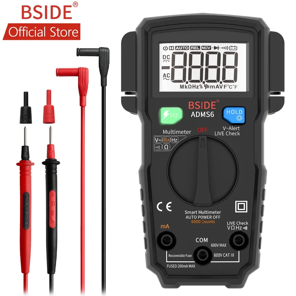 Cena BSIDE ADMS6 Mini inteligentny multimetr cyfrowy inteligentny Auto zakres 6000 zlicza DMM automatyczny ohm Hz v alert NCV kieszonkowy Tester