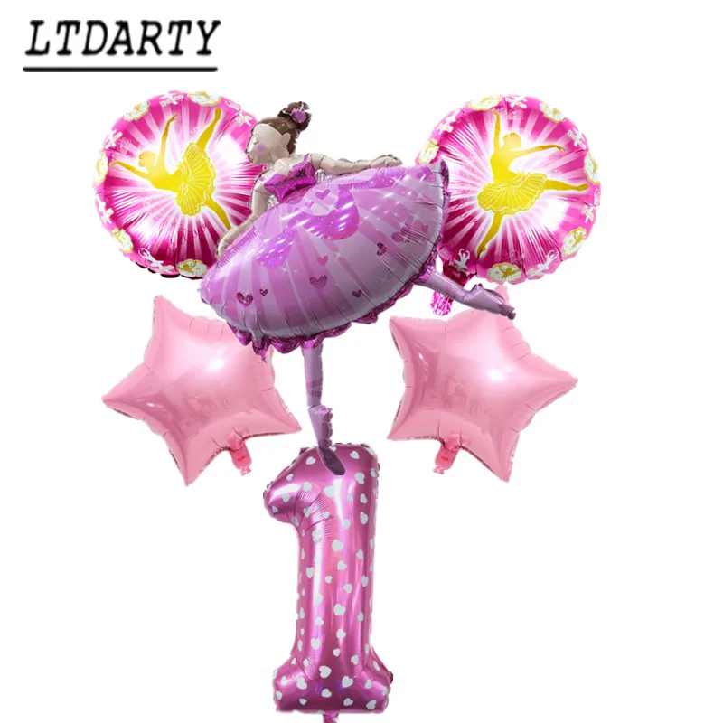 6 шт в виде танцующей девочки с 18-дюймовые звезда балерина воздушный шарик для девочек Девочка с днем рождения 0-9 день рождения Детская игрушка модель украшения 32 ''розовый цифровой - Цвет: as picture