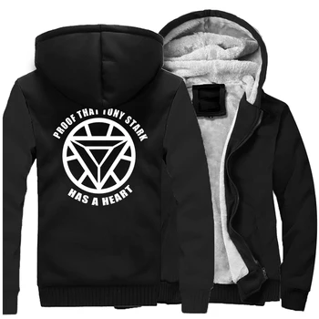 

Men Thick Winter Fleece Warm Jacket Proof That Tony Coat Stark Has A Heart Iron Man Coats Hoodies Arc Reactor Sweatshirt Jackets