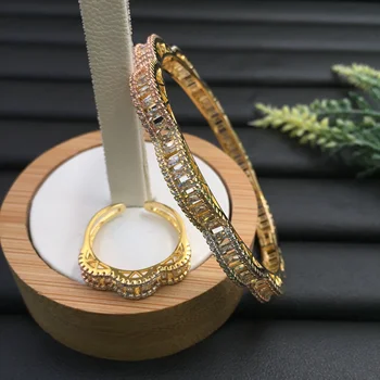 

Lanyika Fashion Jewelry Romantic Graceful Abstract Olivary Lace Party Romantic Bangle With Ring Banquet Daily Best Gift