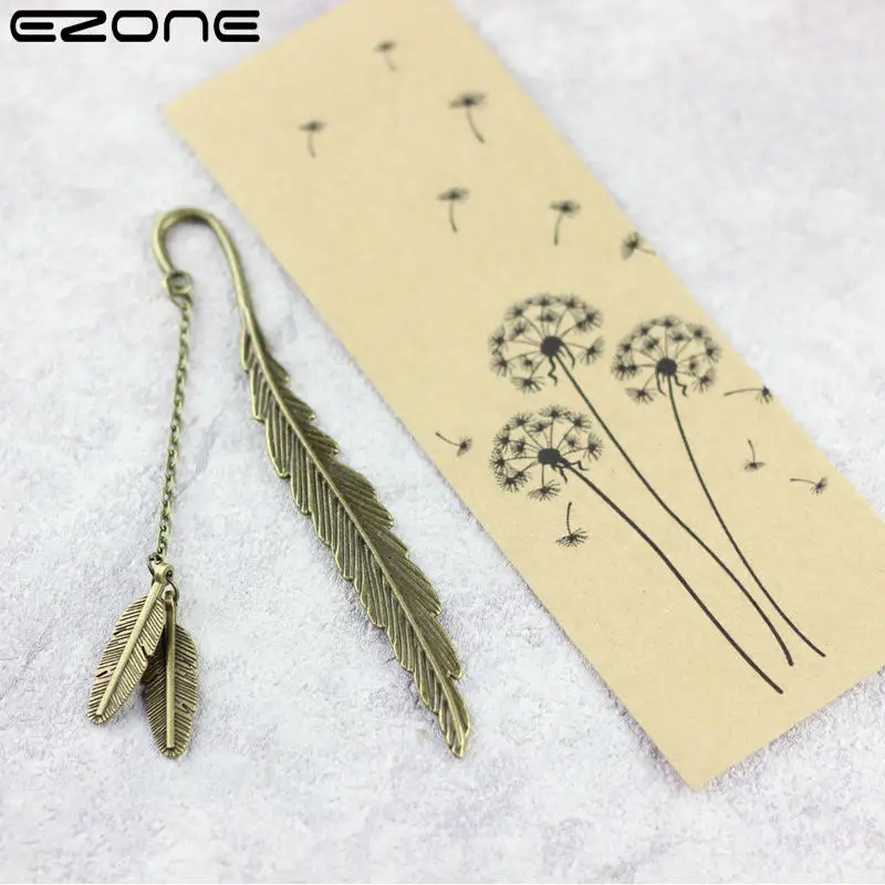 EZONE-marcador con forma de pluma, borla, pendiente libro, regalo de lectura, papelería para estudiantes