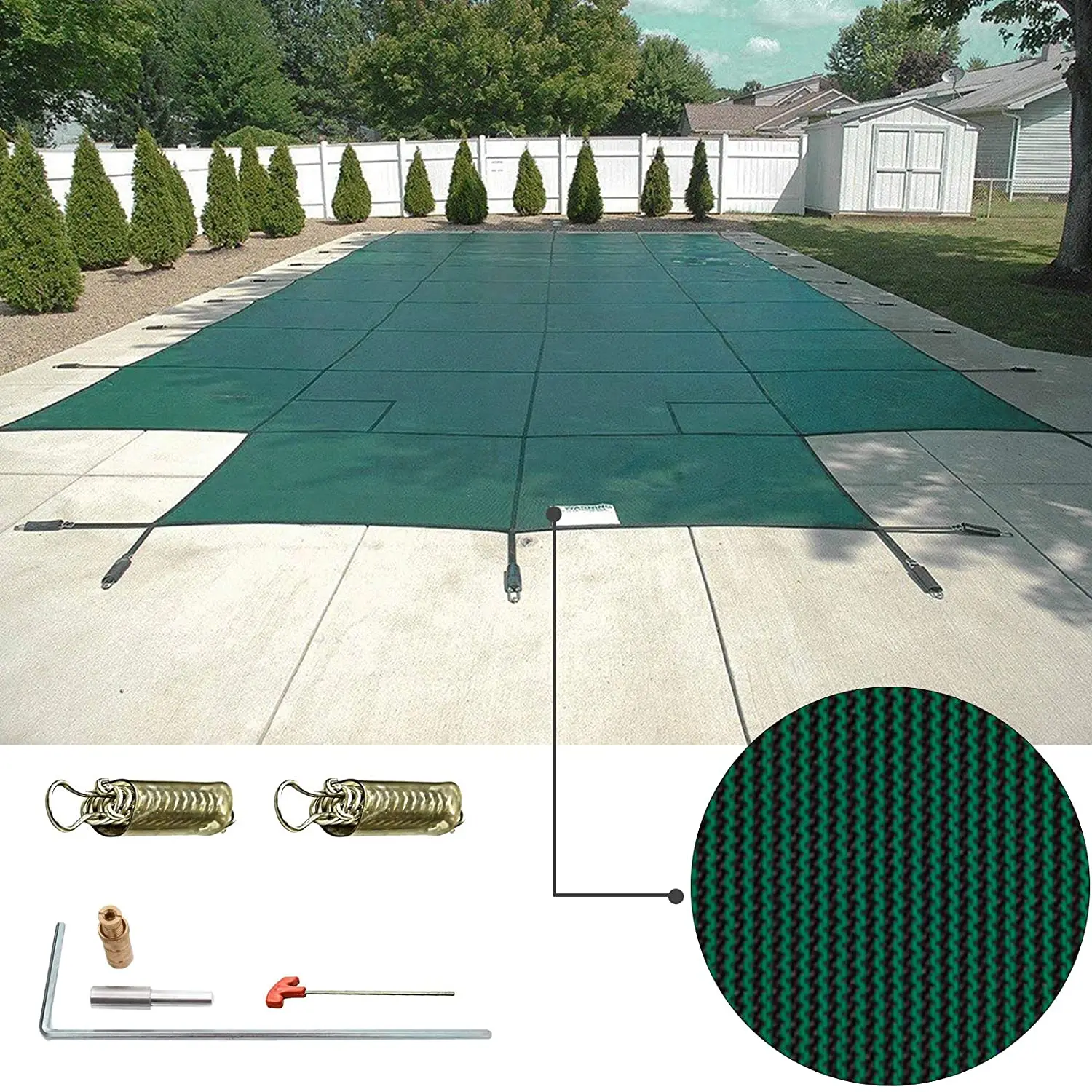 

Pool Safety Cover Rectangle Inground for Winter Swimming Pool Mesh Solid