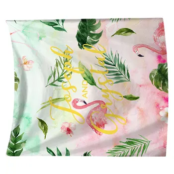 

Flamingos Pattern Wall Tapestry Leave Wall Hanging Backdrop Tapestry Decorative Beach Blanket Beautiful Shower Curtain (Pink)