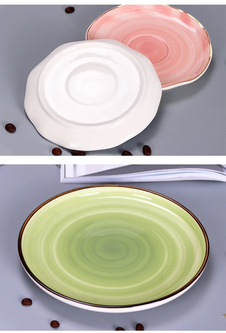 Скандинавский ручной цветной творческий керамический кофе чашка и набор посуды модная простая кофейная чашка и блюдце набор чашек из 3 предметов