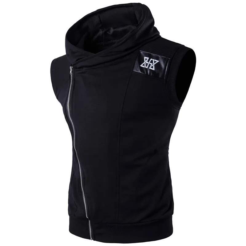 Summer New Style Simple Men's Fashion Casual Oblique Zipper Hooded Fight Skin Printed Sports Waistcoat