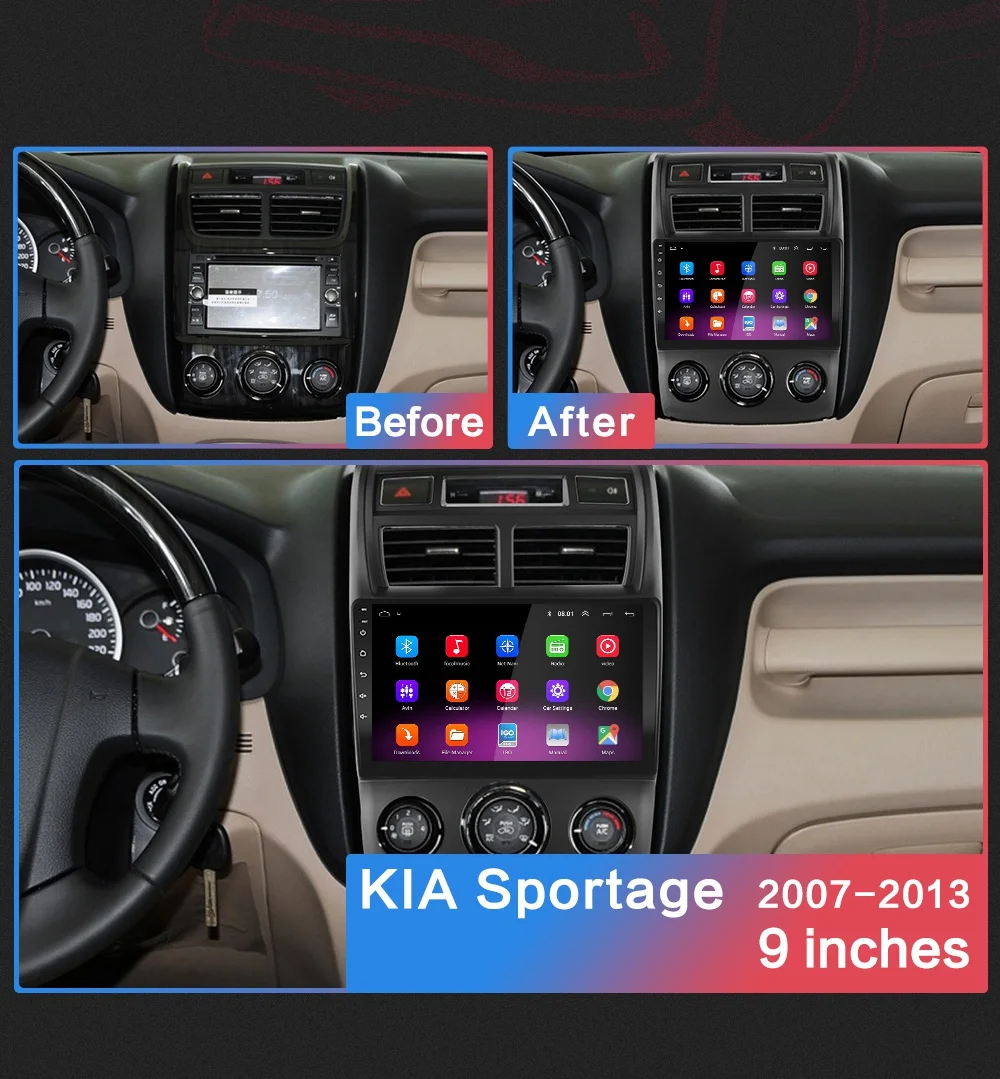 2G+ 32G " 2din Android 8,1 GO автомобильный dvd-плеер для Kia Sportage 2007 2008 2009-2013 автомобильный Радио gps навигация wifi DSP ips плеер