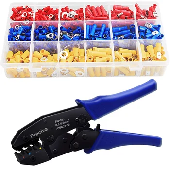 

Insulated Wire Terminals Crimping Tool Terminals Crimper Kit of AWG22-10 with 700PCS Terminals Connectors