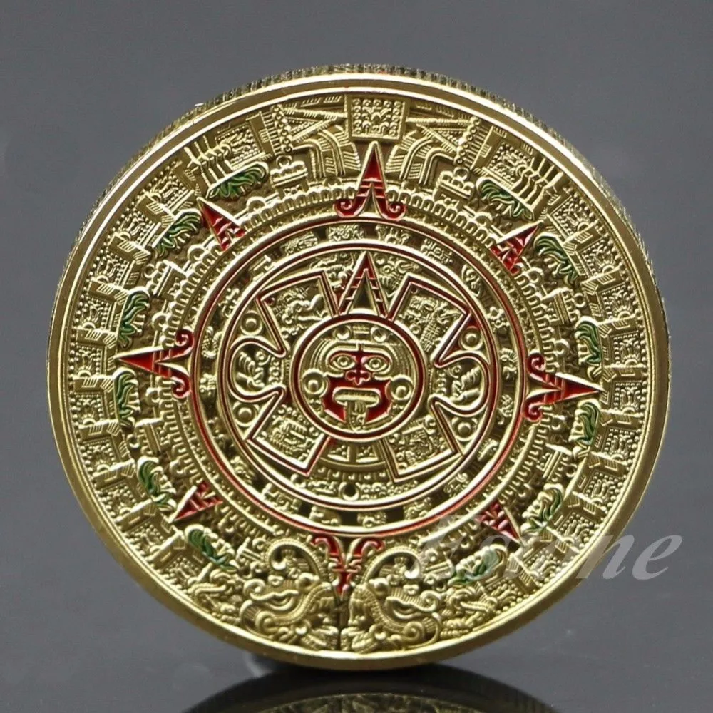 1х позолоченный ацтекский календарь пророчество Майя памятная монета художественная коллекция подарок
