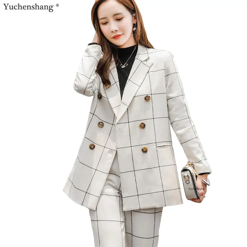 

new fashion women Pant suit Loose blazer high quality jacket and ankle-length pant 2 piece set Casual style