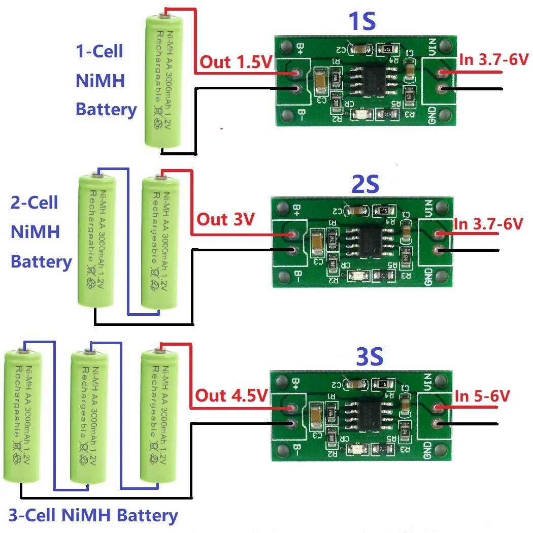 

1A NiMH Rechargeable Battery Multipurpose Charger 1.5V 3V 4.5V CC/CV Charging Module 1.2V 2.4V 3.6V batteries