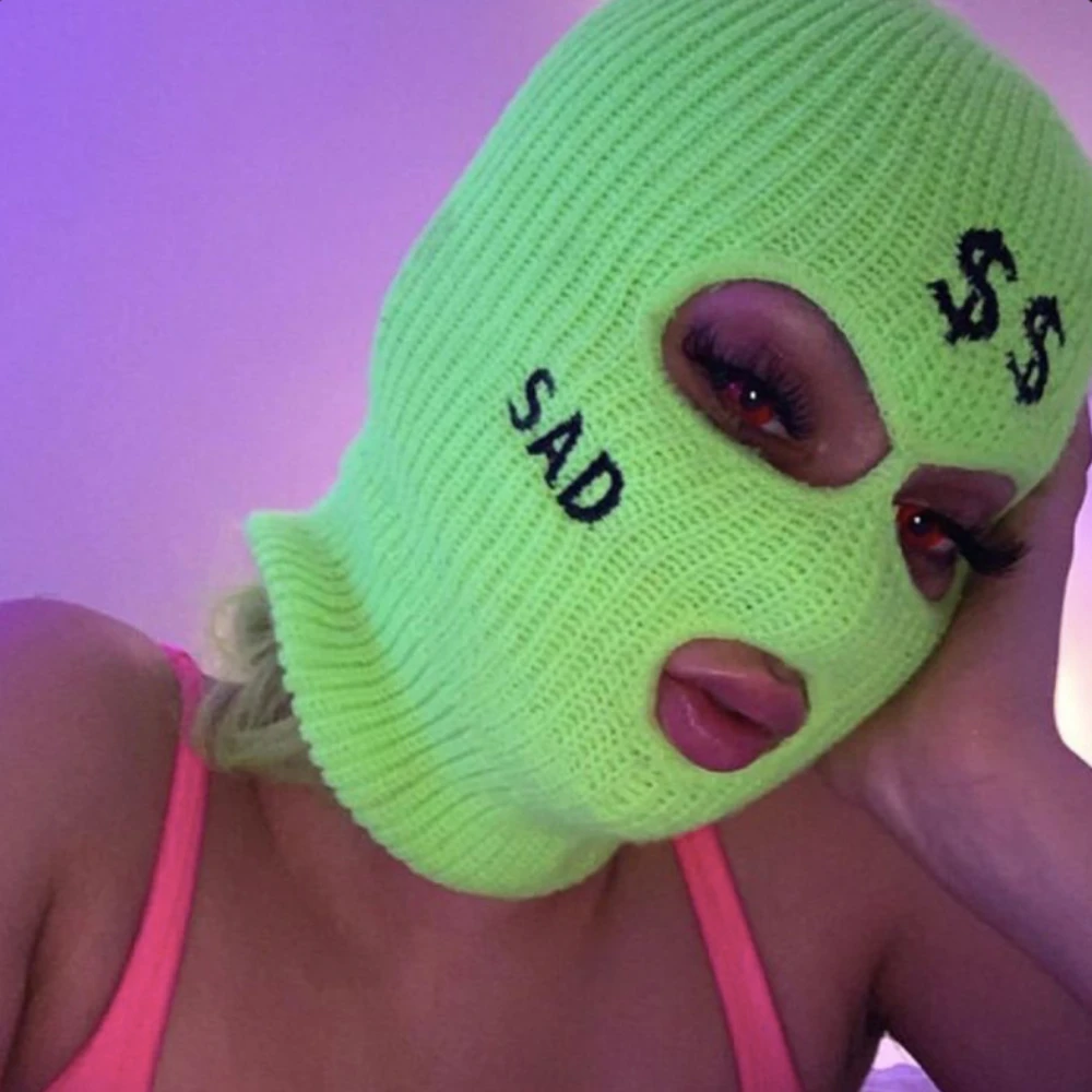 1PC Embroidered 3-hole Balaclava Three-hole Ski Mask Tactical Mask Full Face Mask Winter Hat Halloween Party Mask
