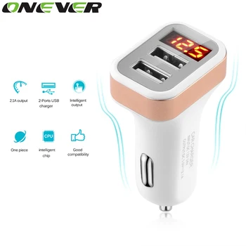 

Car Electronics 5V 2.1A Dual USB Port Car Charger With Voltage LED Display 12-24 For IPhone Samsung Xiaomi Lg V Car Adapter