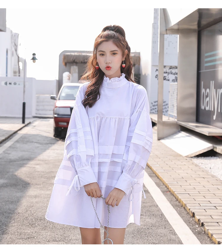 Корейские кавайные хлопковые платья для девочек размера плюс, женские белые свободные платья, милые женские платья принцессы
