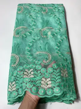 

African Lace Fabric 2019 High Quality lace Embroidered Green French Lace Fabric Nigerian Water Soluble Cord Lace For Wedding FYI