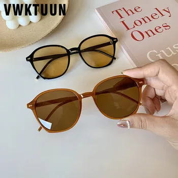 

VWKTUUN Vintage Sunglasses Women Oval Shape Shades UV400 Points Brown Yellow Trendy Sunglass Outdoor Sport Driver Sunglasses