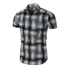 Plaid Shirt Men 2020 New Arrival Shirts Mens With Pocket Tops Short Sleeve Hot Selling Blouses High Quality Breathable Clothes