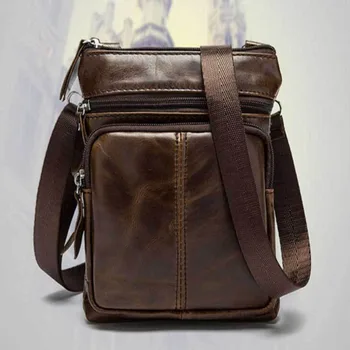 

High Quality Business Crossbody Bag High Quality Messenger Shoulder Bag Men Leather Cowhide Vintage Chest Back Pack Bolsas
