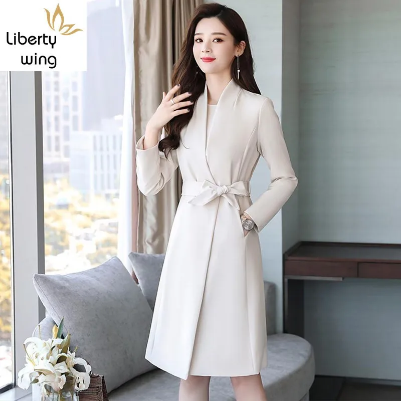 

Fashion Elegant Office Long Sleeve Belt Women Blazer Jackets Sleeveless A Line Dress Two Piece Set Autumn Female Suit Red