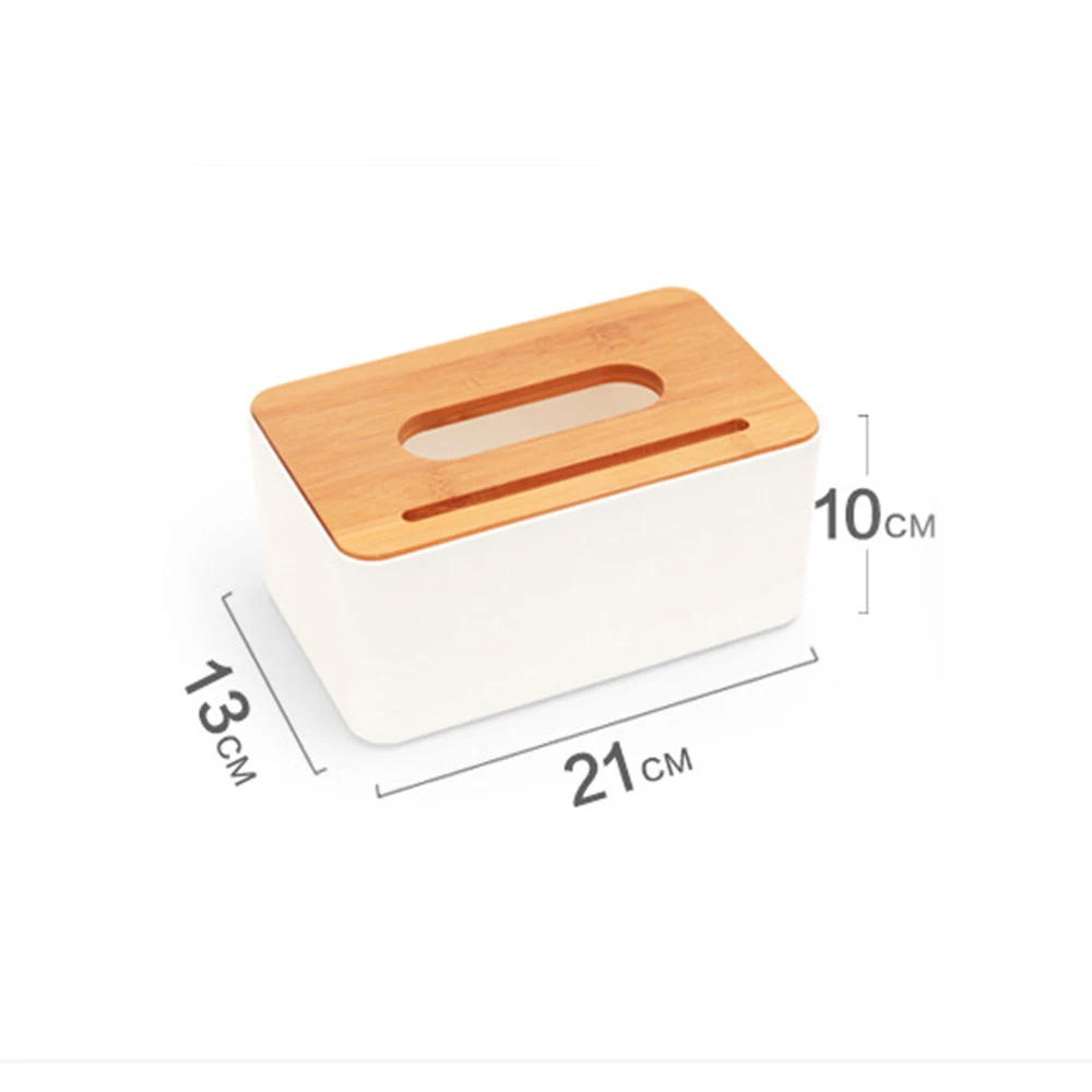 Removable Bamboo Wood Cover Plastic Tissue Box Holder Storage Organizer Fashion Tissue Holder Case for Home Decoration