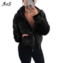 

Anbenser Faux Fur Hooded Coat Women Winter Warm Soft Zipper Fur Jacket Female Plush Chaqueta Mujer Pocket Casual Teddy Outerwear