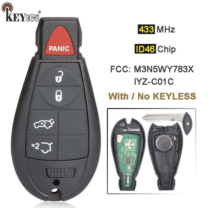 

KEYECU 433MHz ID46 Chip M3N5WY783X / IYZ-C01C keyless-Go Smart Remote Key Fobik Fob for Jeep Grand Cherokee Command 2008-2012