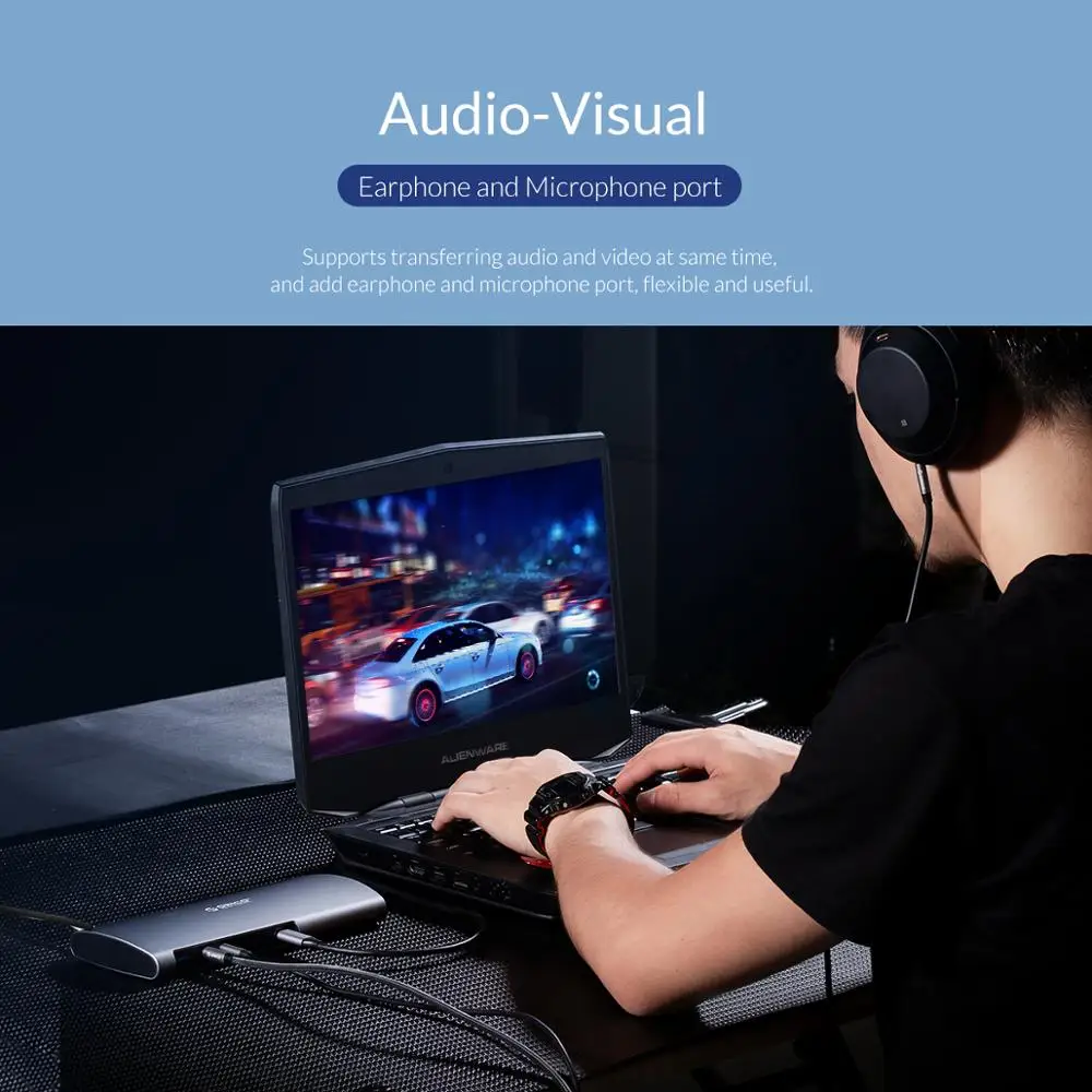 ORICO Aluminum USB C HUB Type C to HDMI/VGA/MiniDP/USB3.0/Card reader/RJ45/PD/Sound Card Adapter Sp