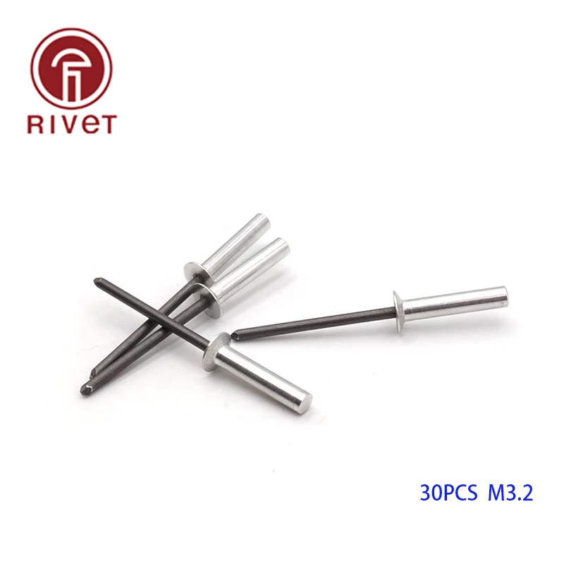 

DIN 15974 30pcs M3.2 Aluminum Countersunk Head Closed End Blind Rivet Sealed Blind Rivet Water Air Tightness Rivets